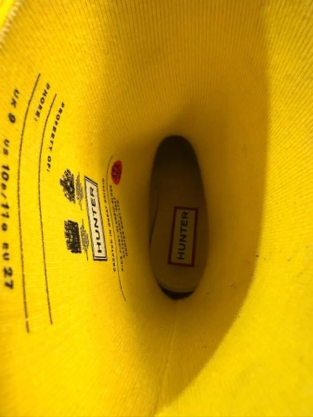 HUNTER Kids Original Yellow Rain Boots Wellington Waterproof Size 10C